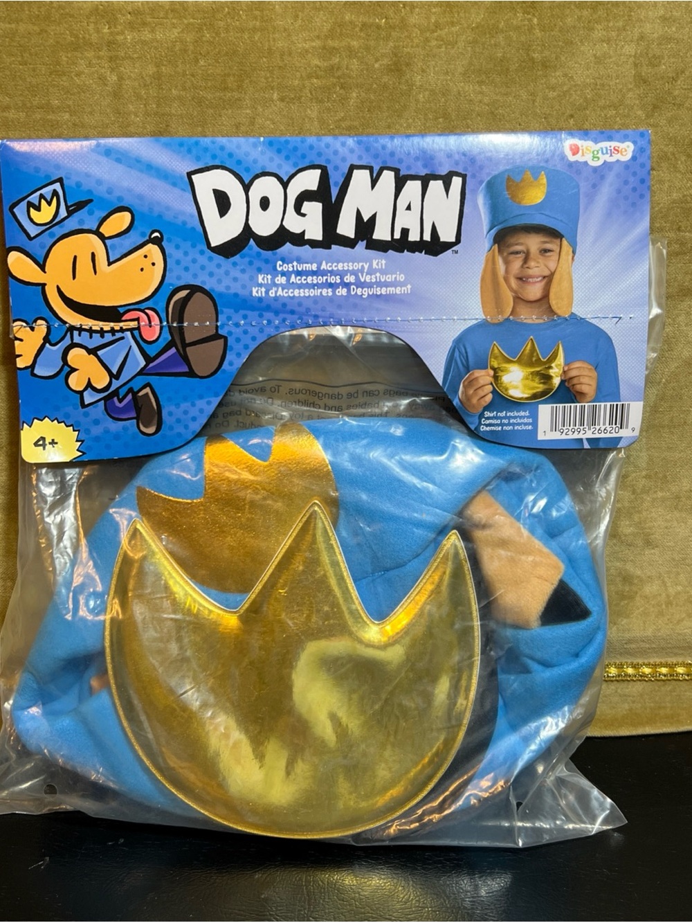 Dog Man Costume Accessory Kit Dress Up Pretend Hat with Ears Decal Kids 4+